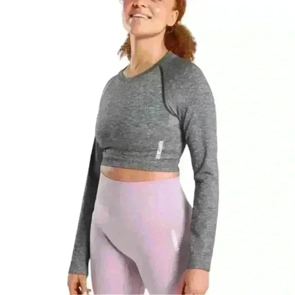 Gymshark Women's Atheltic Athleisure Active Grey Long Sleeve Crop-top - Picture 1 of 10